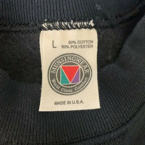 Vintage Sequin Pullover Crewneck Sweatshirt L Black Fleece Autumn Leaves Fall - Picture 6 of 6